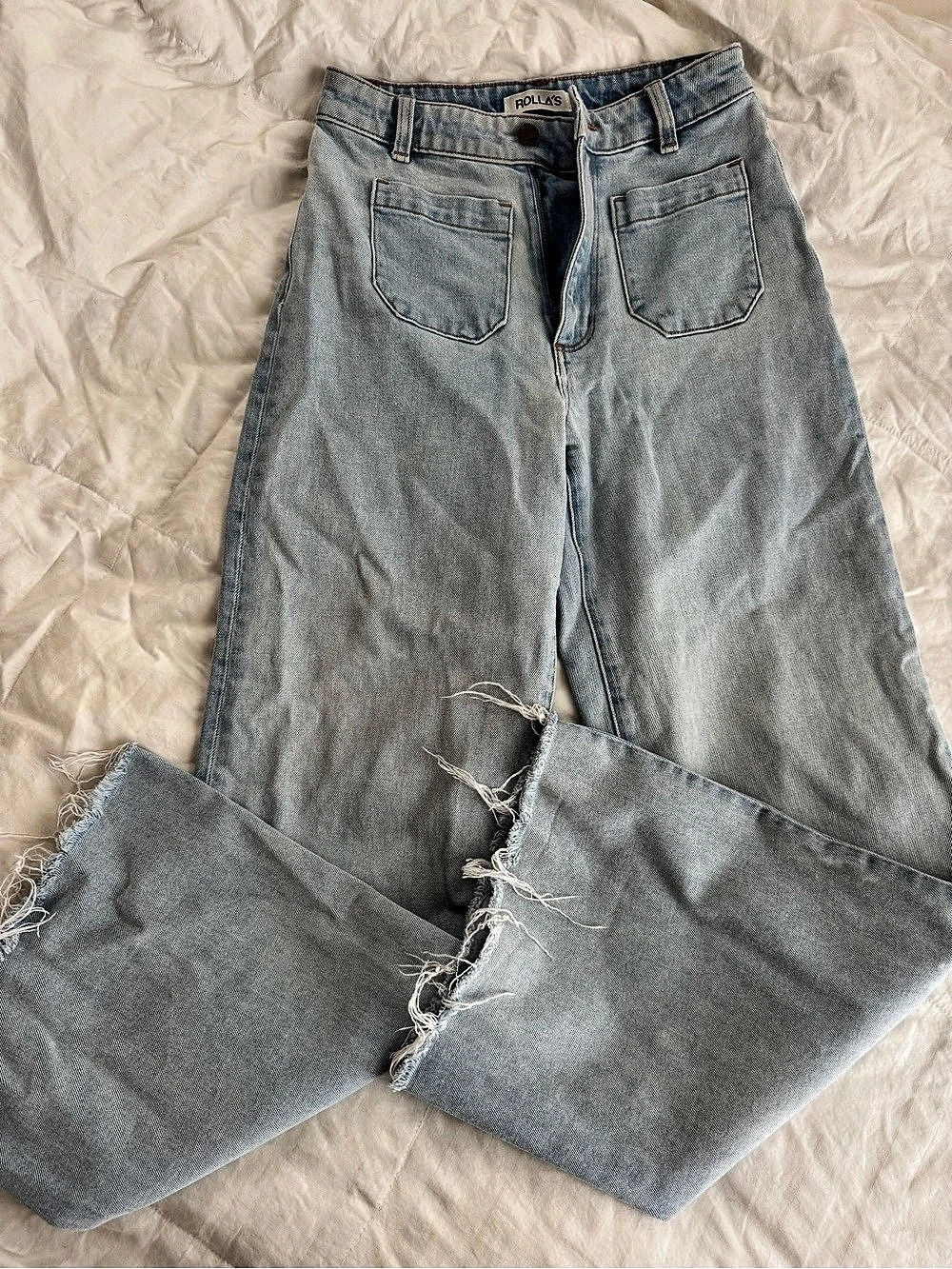 Rollas Wide Leg Jeans in Blue Waist 25